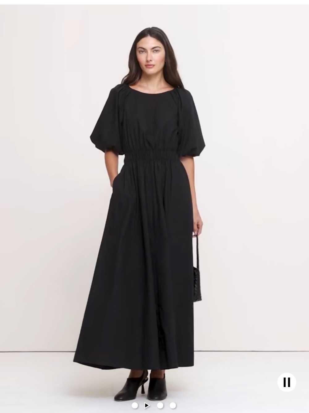 Banana Republic Black Puff-Sleeve Maxi Dress
